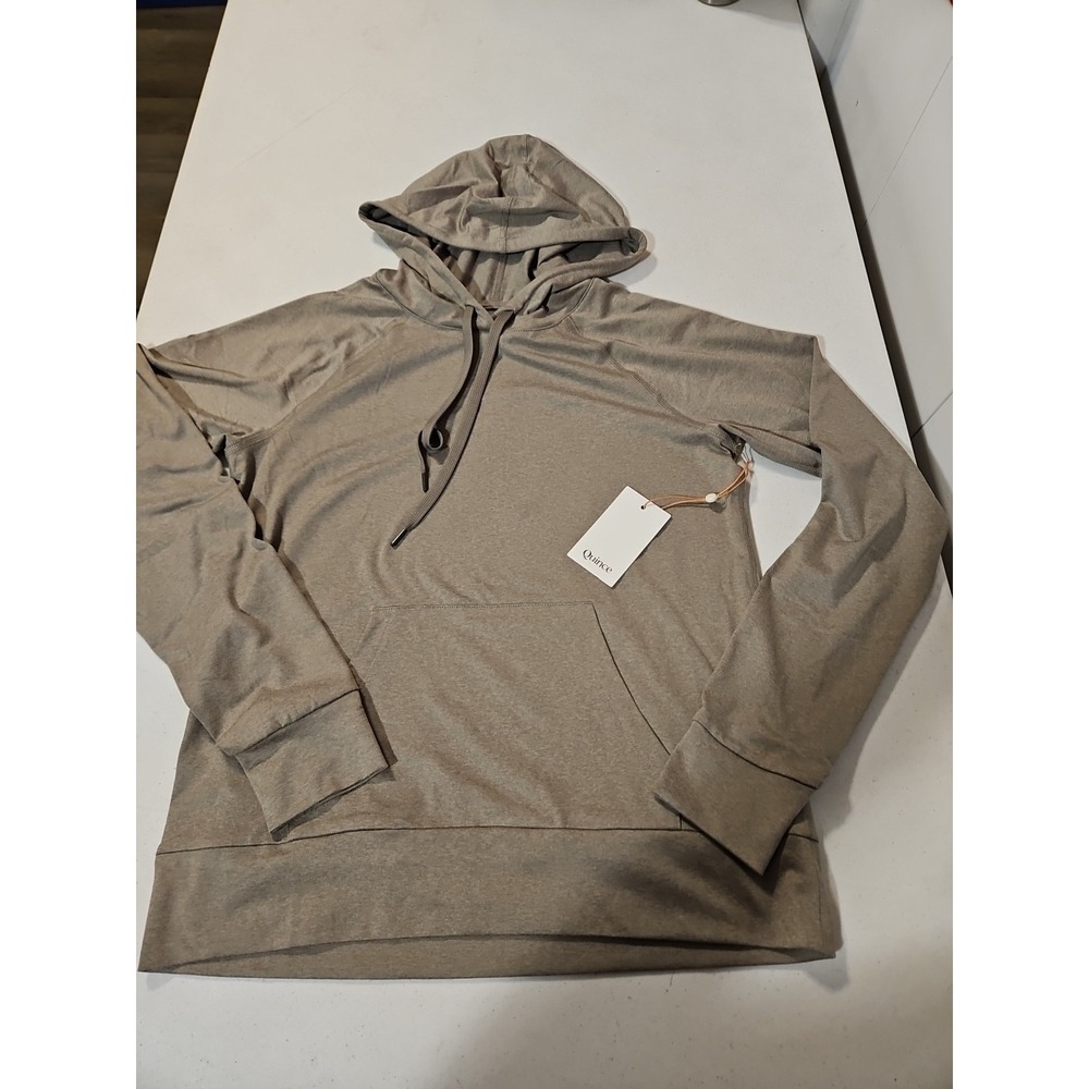Quince Flowknit Soft Performance Pullover Hoodie Womens Small Tan NWT (1437